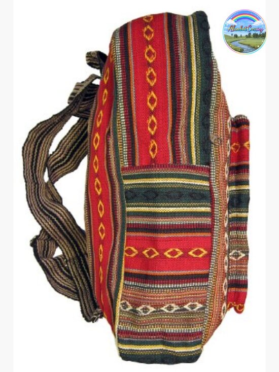 Handmade Woven Cotton Ethnic Hippie Backpack for Travel Hiking main image 4